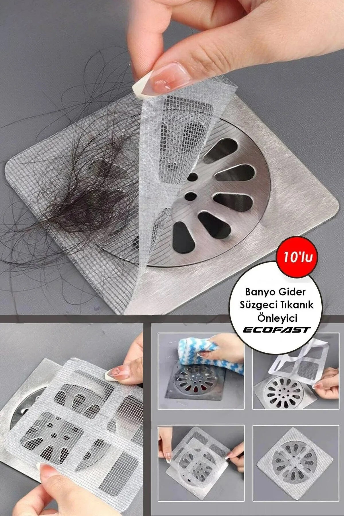 Banyo Gider Süzgeci Saç Yakalayıcı Süzgeç Banyo Duş Gider Tıkanık Önleyici Süzgeç 10 Adet