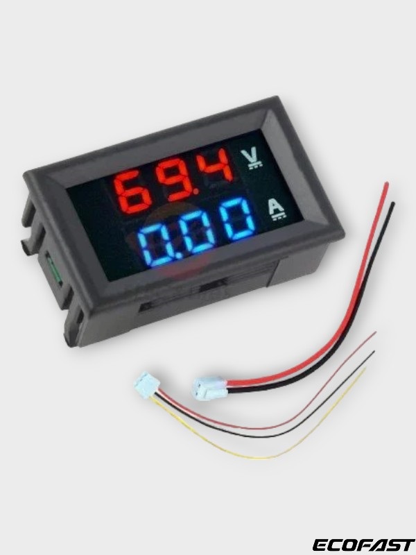 Dijital Dual Voltmetre Ampermetre Volt Akım Ölçer Dc 0-100v 10a Kırmızı-Mavi, Voltmetre, Ampermetre