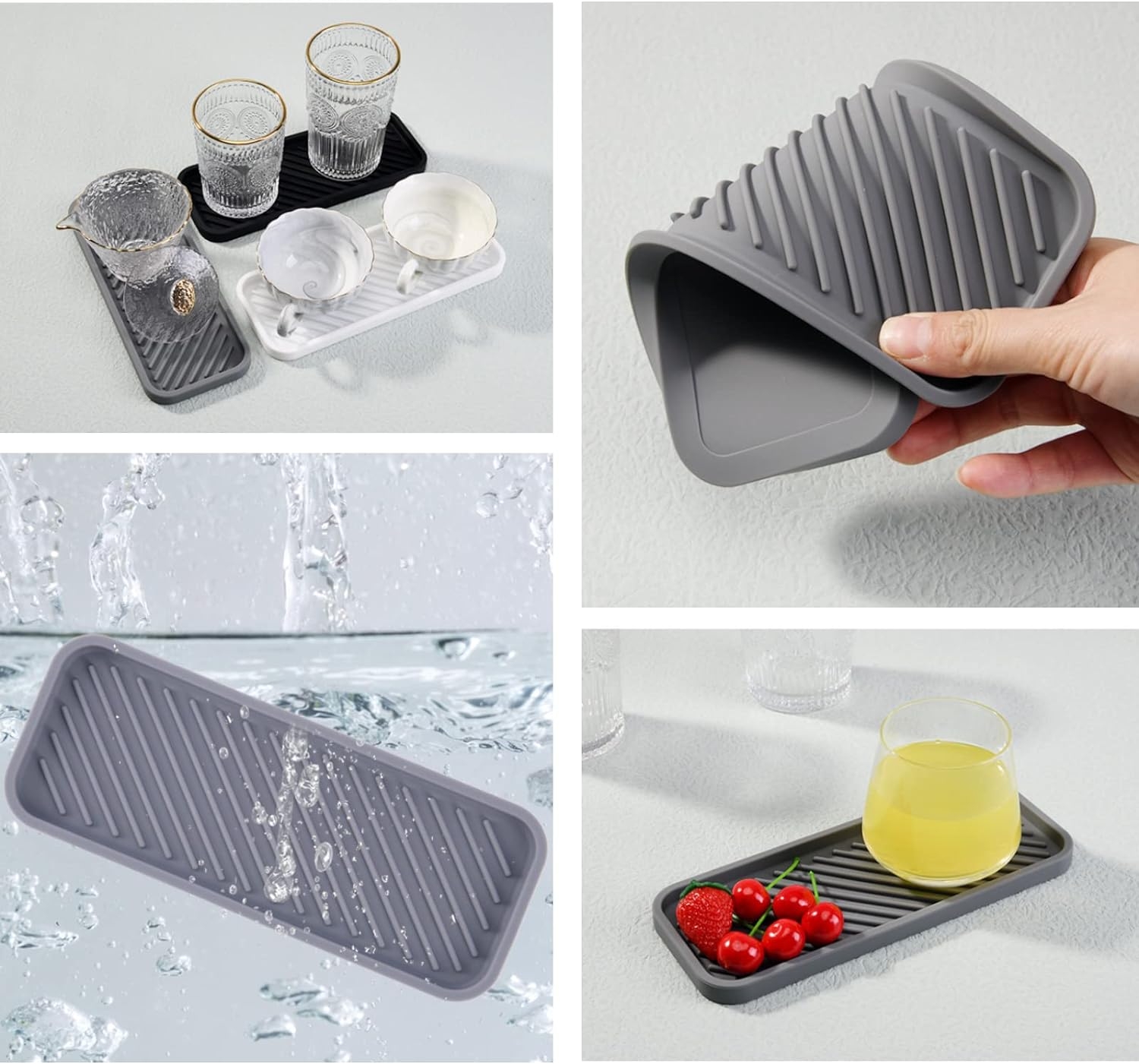 Silikon Yağdanlık Yağlık Standı Altlık Çok Amaçlı Organizer Sunumluk Sabunluk Altlığı 23x10 cm